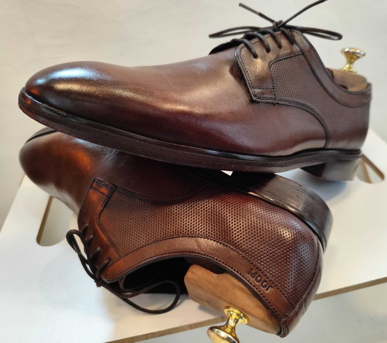 Pantofi derby 42.5 43 plain toe JOOP ! piele naturala moale maro