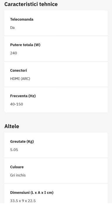 Soundbar PHILIPS TAB5309,240W, Bluetooth,Subwoofer Wireless