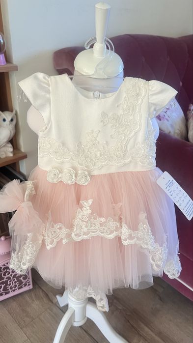 Rochita botez 3luni, cu tulle si trena