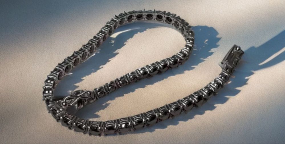 Bratara tennis aur 14k cu diamante negre naturale