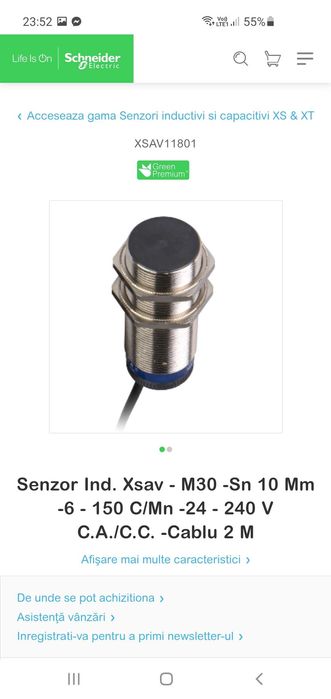 Senzor inductiv proximitate Telemecanique xs1 m30mb250 agro