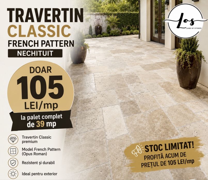 Travertin french pattern Classic la promotie