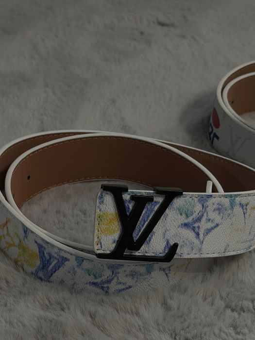 Curea LV Alba cu picaturi colorate