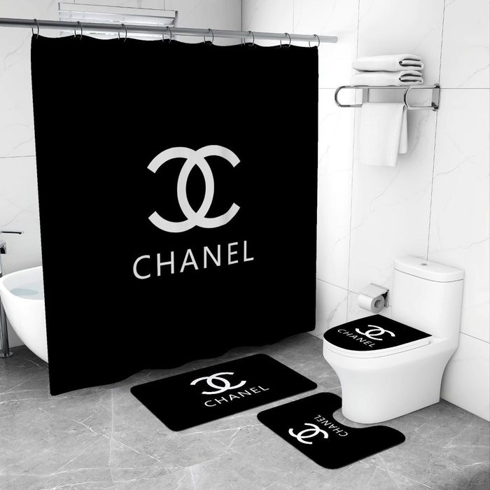 Комплект для ванной и туалета 4 в 1, коврики и шторка для ванной