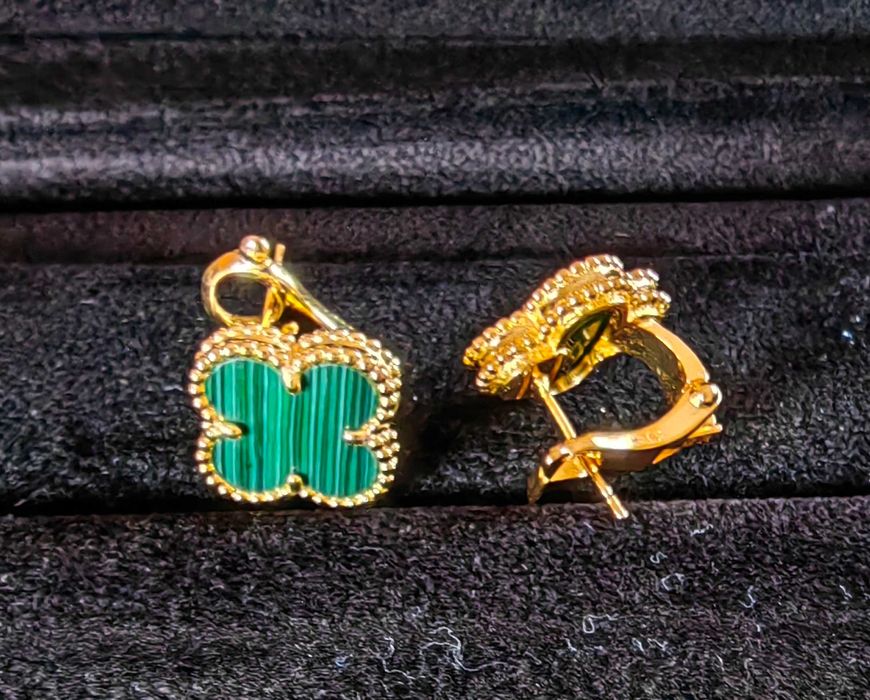 Обеци от зелен малахитVan Cleef & Arpels VCA Vintage Alhambra earrings
