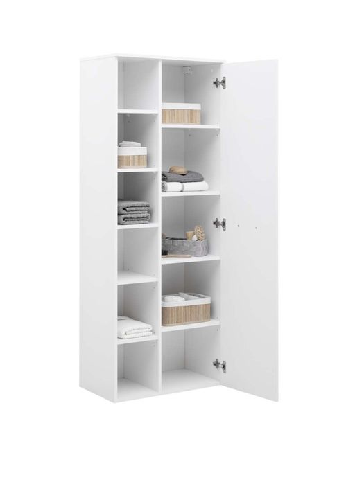 168,5см! Висок шкаф за баня в бял гланц