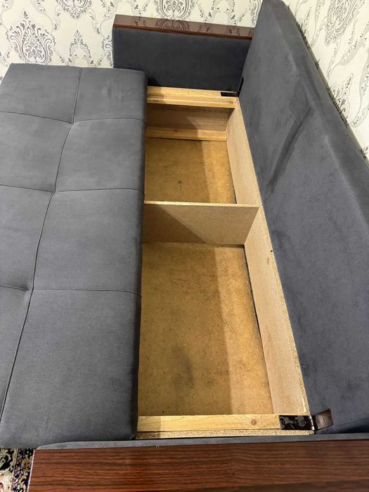 Диван раскладной с отсеком для вещей 210*80 серый