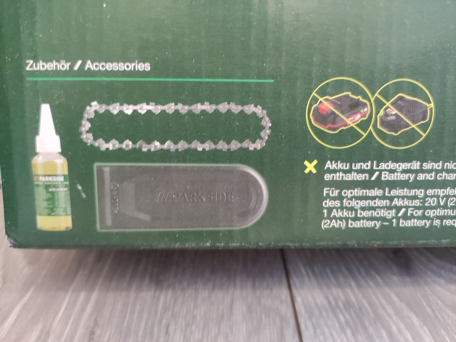 Mini drujba 20 V Parkside fierastrau crengi cu lant de rezerva