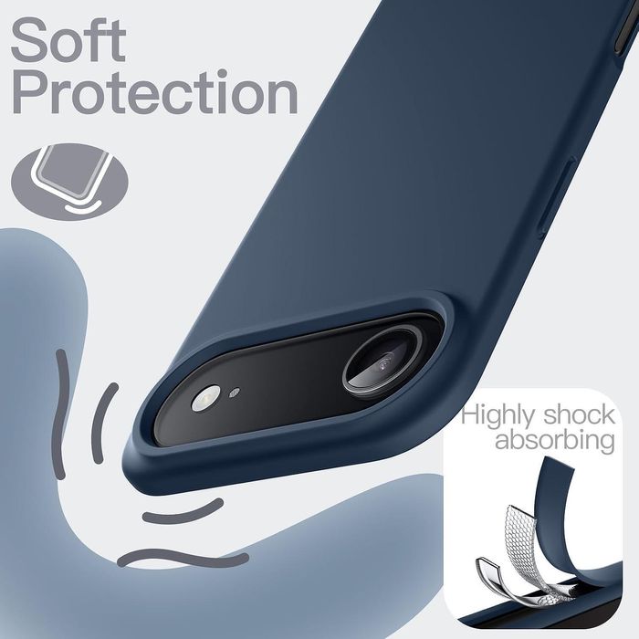 Матов силиконов кейс за apple iphone 17 air - тъмно син