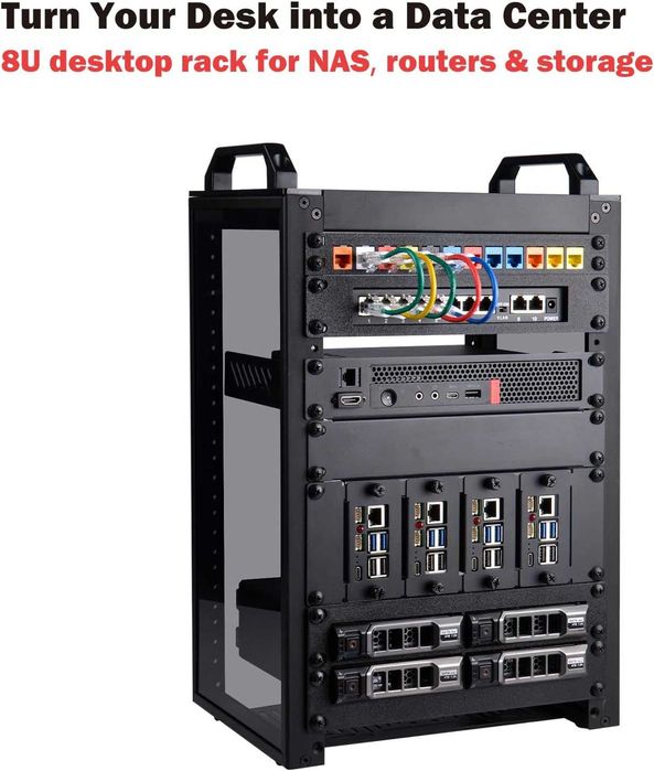GeeekPi DeskPi RackMate T1,Dulap Server 10 Inch 8U,Mini Rack 200mm NAS