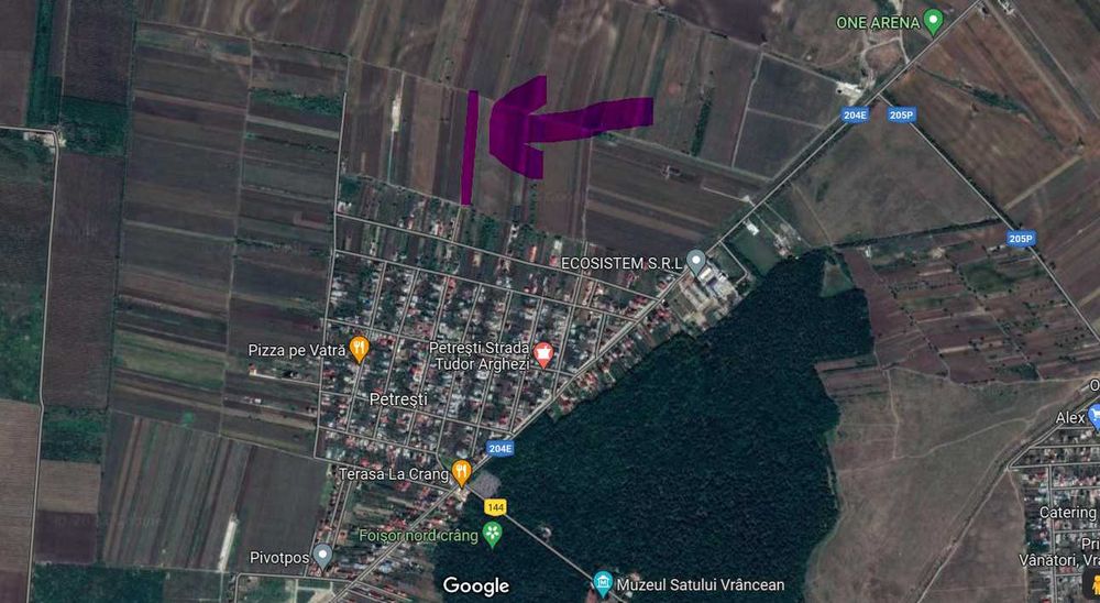 Teren 6.000 mp. Petresti. drum pe lungime si la capete 17.5 / 350m.