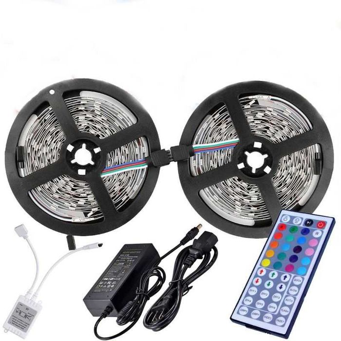 10м RGB лед лента 5050 с 600 диода, дистанционно и захранване Топ цена