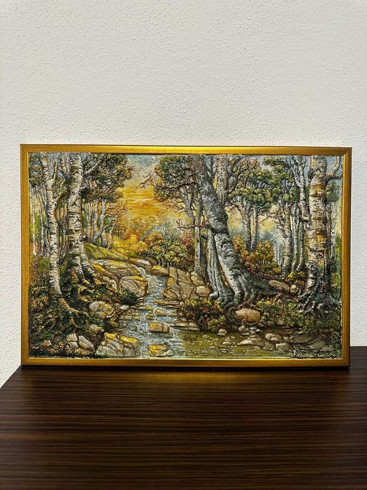 Tablou 3d in ulei pe lemn "Octombrie in 3d"