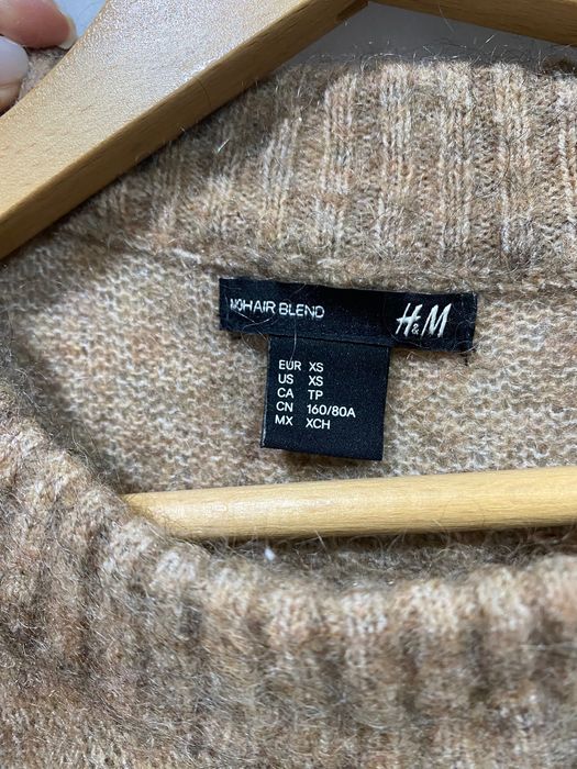 Пуловер от мохерна смес H&M в цвят тъмен камел