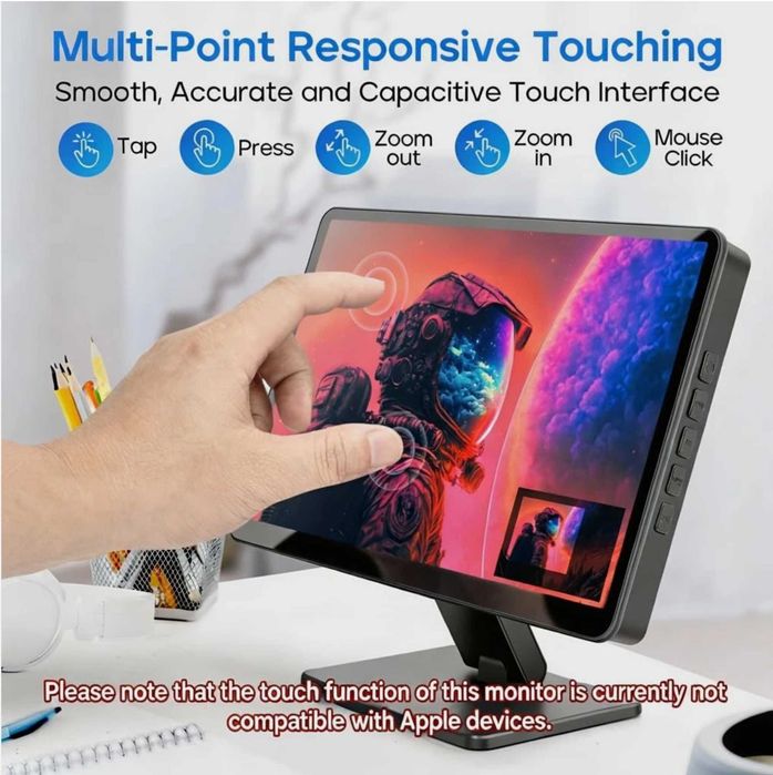Monitor 10.1 inch Touchscreen  with Case for Raspberry Pi IPS 1024x600 HDMI Speakers