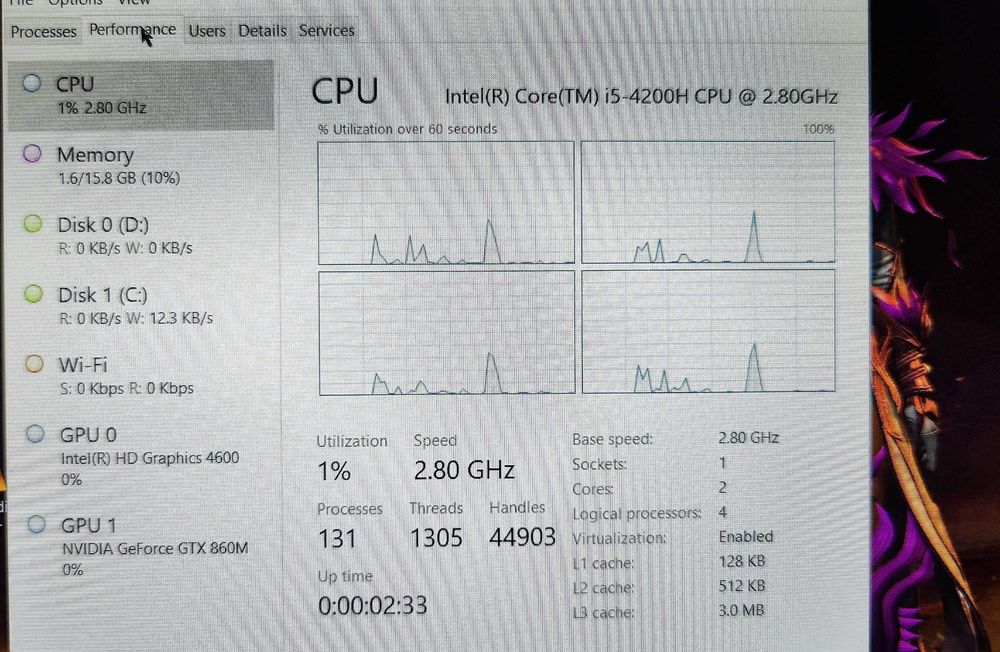 Asus ROG-G551JM core i5 4200H 2.80GHz 16GB DDR3 256GB SSD 1TB HDD
