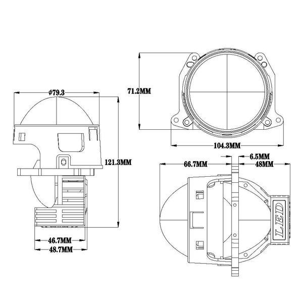 Bi-LED лупи за вграждане  3 инча, 120W, 2бр