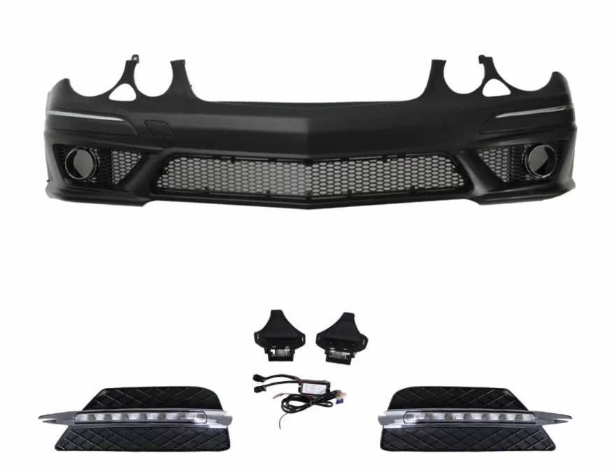 Предна броня за Mercedes W211 E-Class (2006-2009)-AMG с ЛЕД! НА СКЛАД