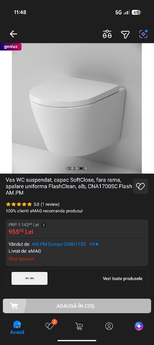 Vas WC Suspendat cu capac SoftClose alb AM.PM