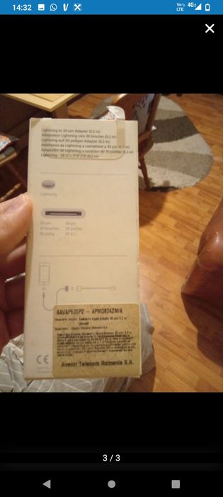 Adaptor apple 30 pini-lightning ,vga-30 pini si microUSB-lightning noi