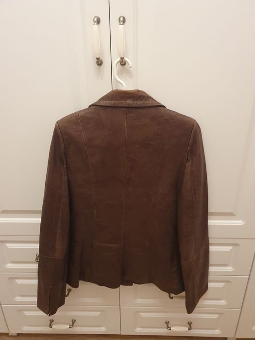 Geaca de piele maro marimea M