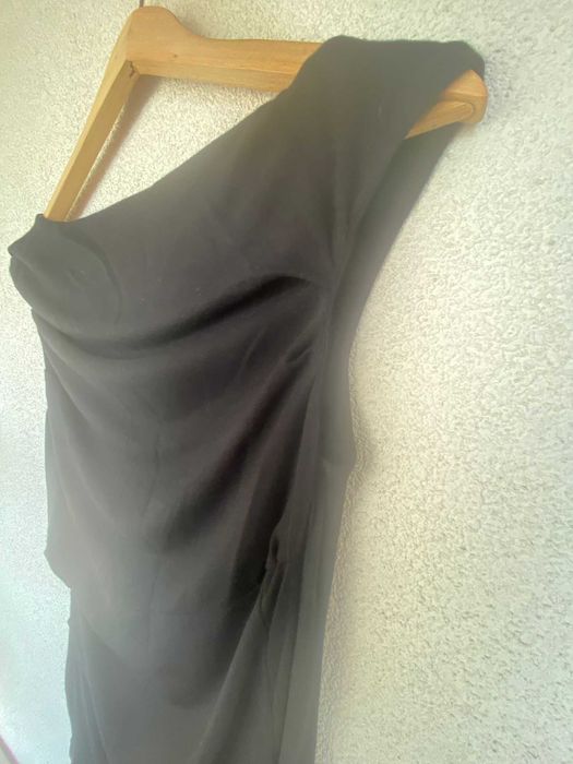 Bluza maneci scurte, vascoza, negru, cu pliuri, nou, Mohito, S/36