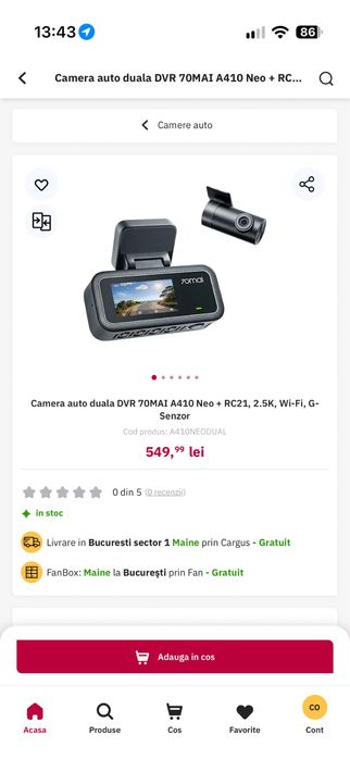 Camera de bord auto 70mai A410 Neo