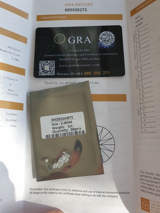 30 бр. диаманти Мойсанит 1.00 карат, 2мм