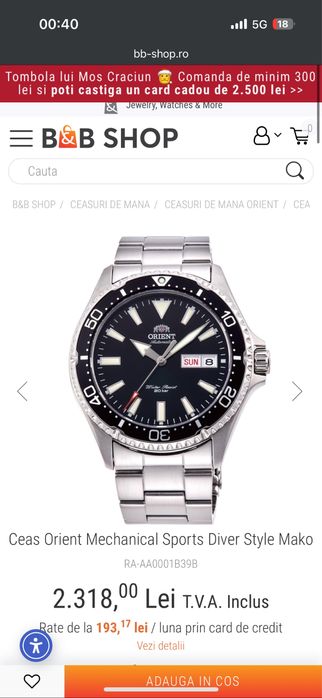 Ceas Orient Kamasu black dial nou 41.8mm automatic