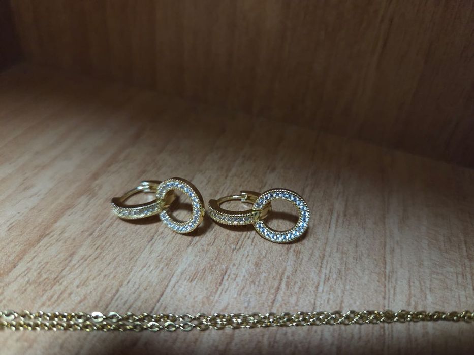 Комплект.  Серёжки + цепочка. Бижутерия. Серьги, цепочка. Набор