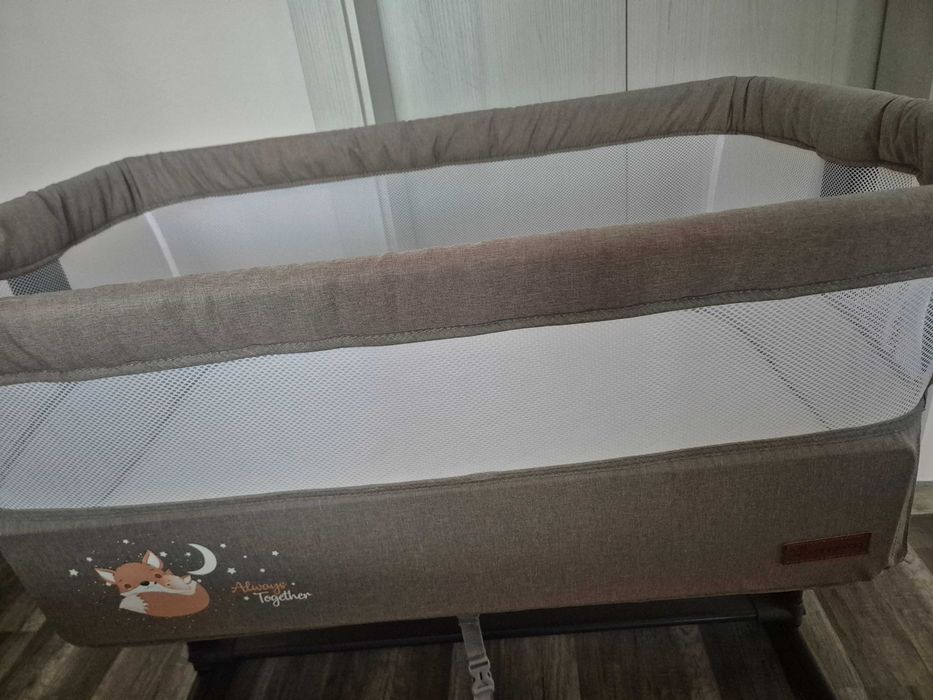 Бебешка кошара Cangaroo с подвижна стена - awlays together, бежова