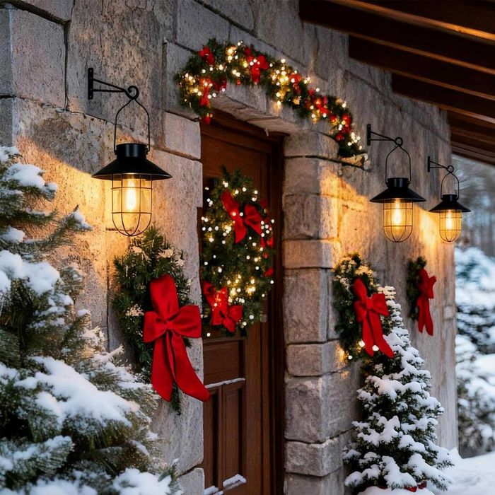 Соларни градински лампи фенери водоустойчиви комплект 2 броя