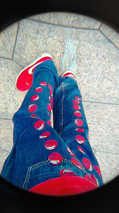 (SOLD)blugi EVISU red dots selvedge (ed hardy bape stussy y2k)