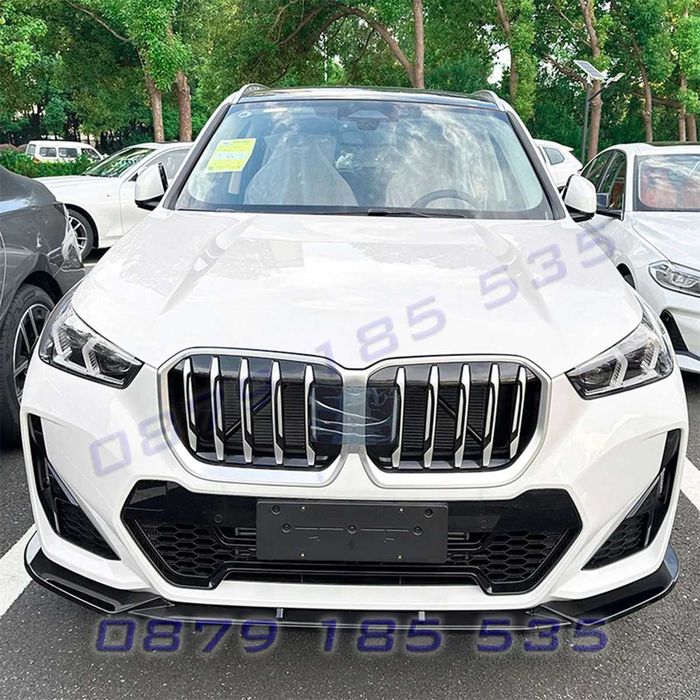Преден лип спойлер за BMW X1 U11 2023+, черен гланц – DBb154 тунинг добавка предна броня бмв х1 у11