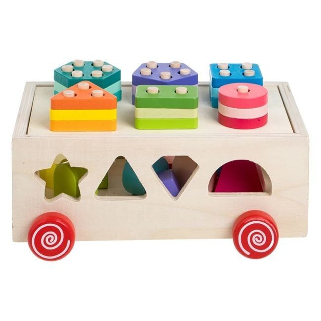 Дървена количка сортер-21.5x13.5x13 см./сортер