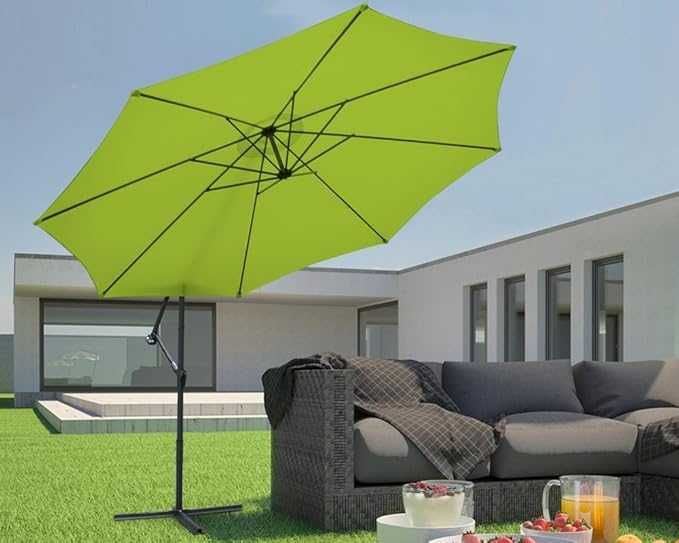 Висящ чадър Ø 350 см, градински чадър, дръжка, включително стойка