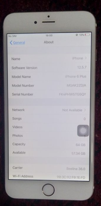 Iphone 6+ xotirawi 64gb