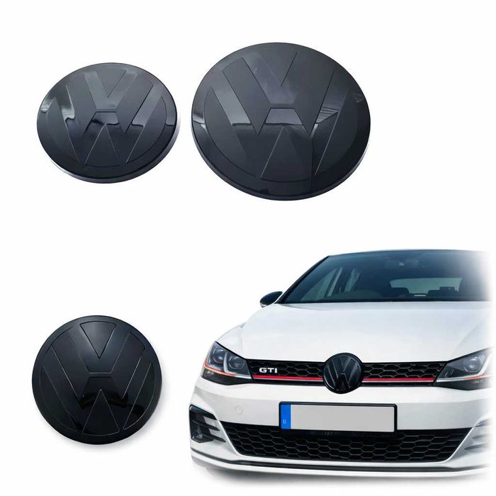 Черни емблеми за VW Golf 7,7.5 GTI / R – предна и задна (стъклен ефект)