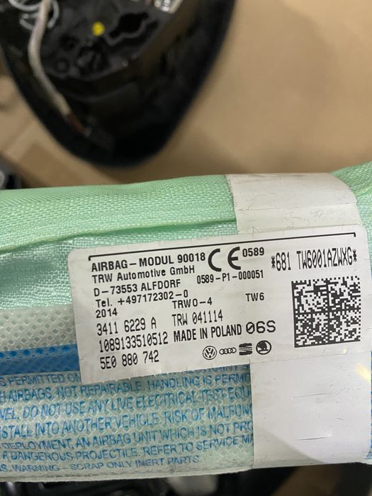 Airbag volan pasager genunchi cortina skoda octavia 3 golf 7