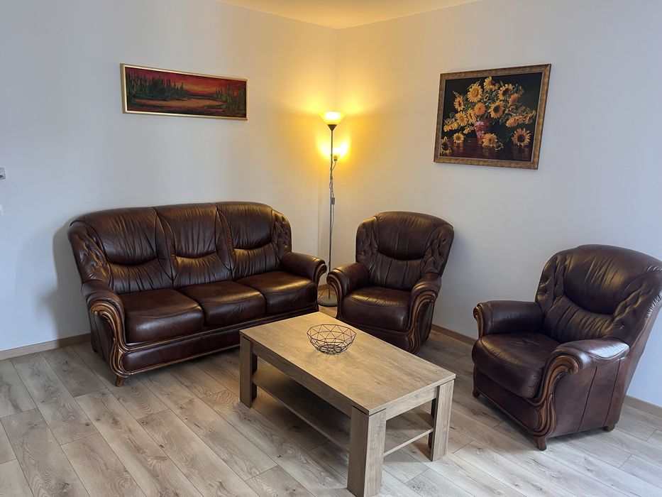 Canapea piele cu fotolii retro extensibila, Italia