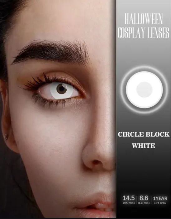 Линзы для глаз черные, красные, белые