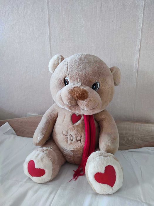 Голям плюшен мечок с надпис ''Обичам те'' - 55см