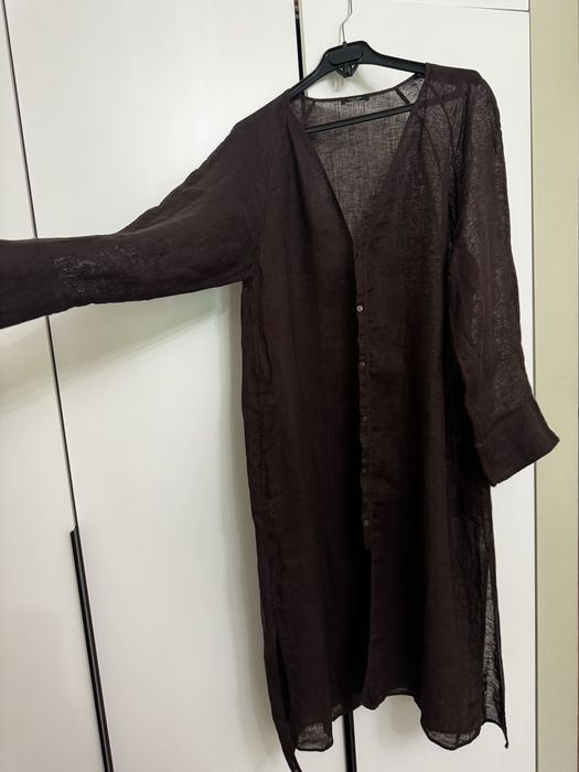Длинная льняная рубашка massimo dutti