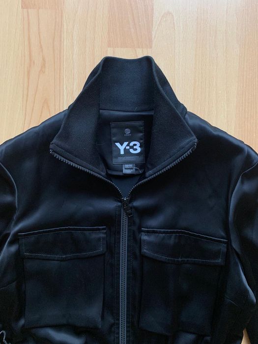 Geaca Y-3 neagra din satin