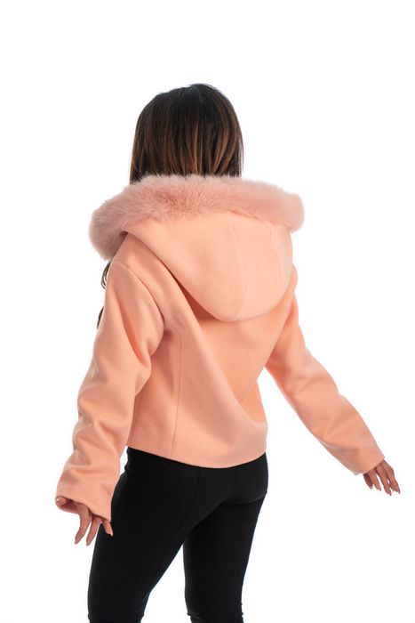 Розово палто с еко пух