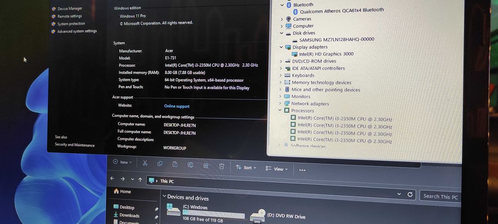 ОФЕРТА! Acer Aspire E1-731, 17.3",8GB RAM, 4x2.30GHz, SSD