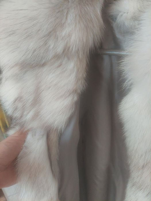 Haină din blană naturală crem/bej – elegantă