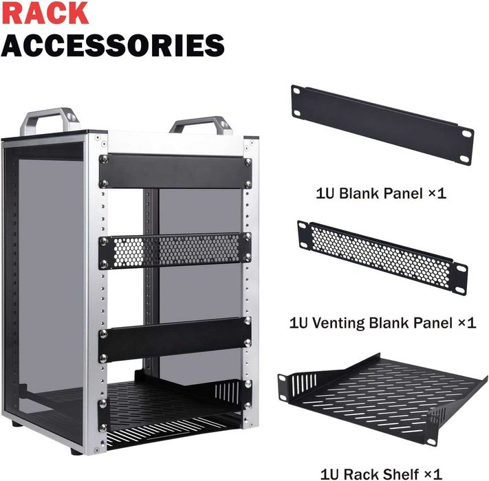 GeeekPi 8U Server Rack Cabinet DeskPi RackMate T1 Plus,Rack rețea 10 inch pentru servere, rețea, echipamente AV, 10.23 inch 260 mm Adâncime (Argintiu)
