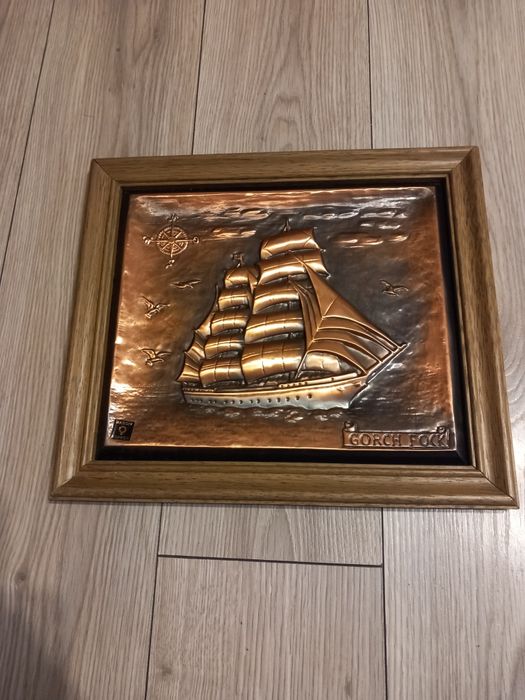 Vand Tablou Vintage Gorch Fock pe Foita de Cupru