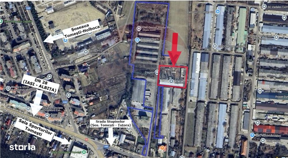 Teren Industrial 4,300mp și Hală 1000mp de Vânzare în Tomesti - Iași